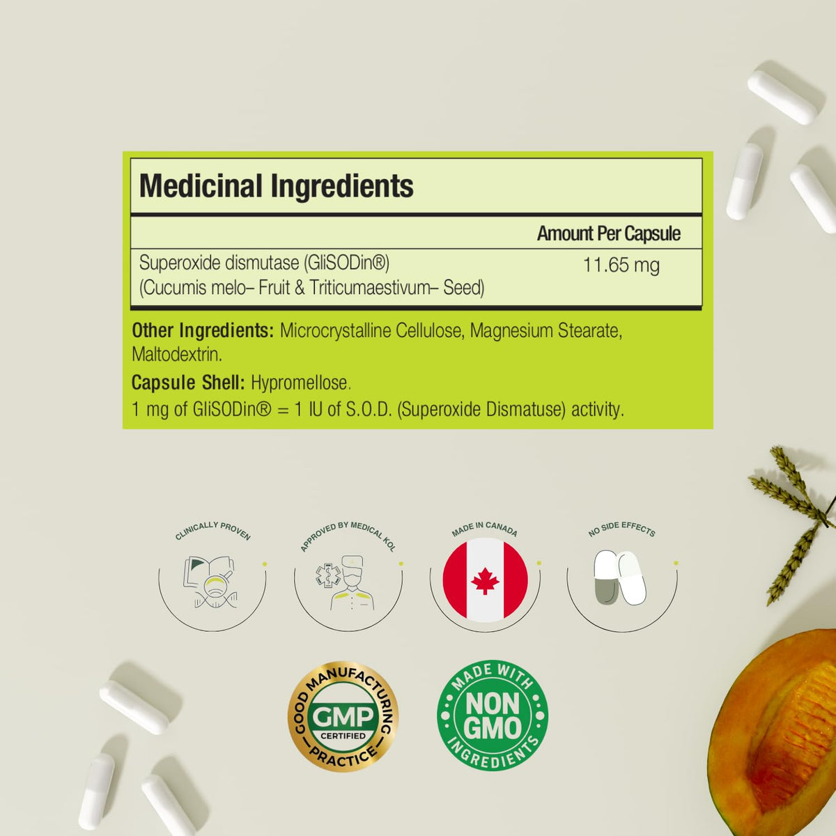 GliSODin Antioxidant Enzyme 60 capsules ouvertes