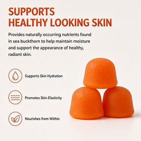 Glo7 SkinCare Gummies de Baie d'Hippophae 260g à côté d'autres suppléments