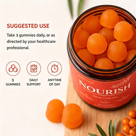 Glo7 SkinCare Gummies de Baie d'Hippophae 260g avec un verre d'eau