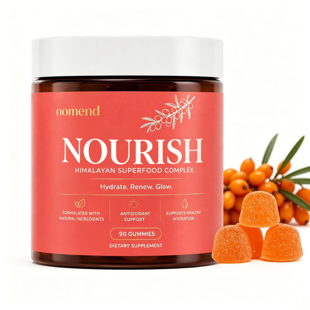 Glo7 SkinCare Gummies de Baie d'Hippophae 260g vue de face
