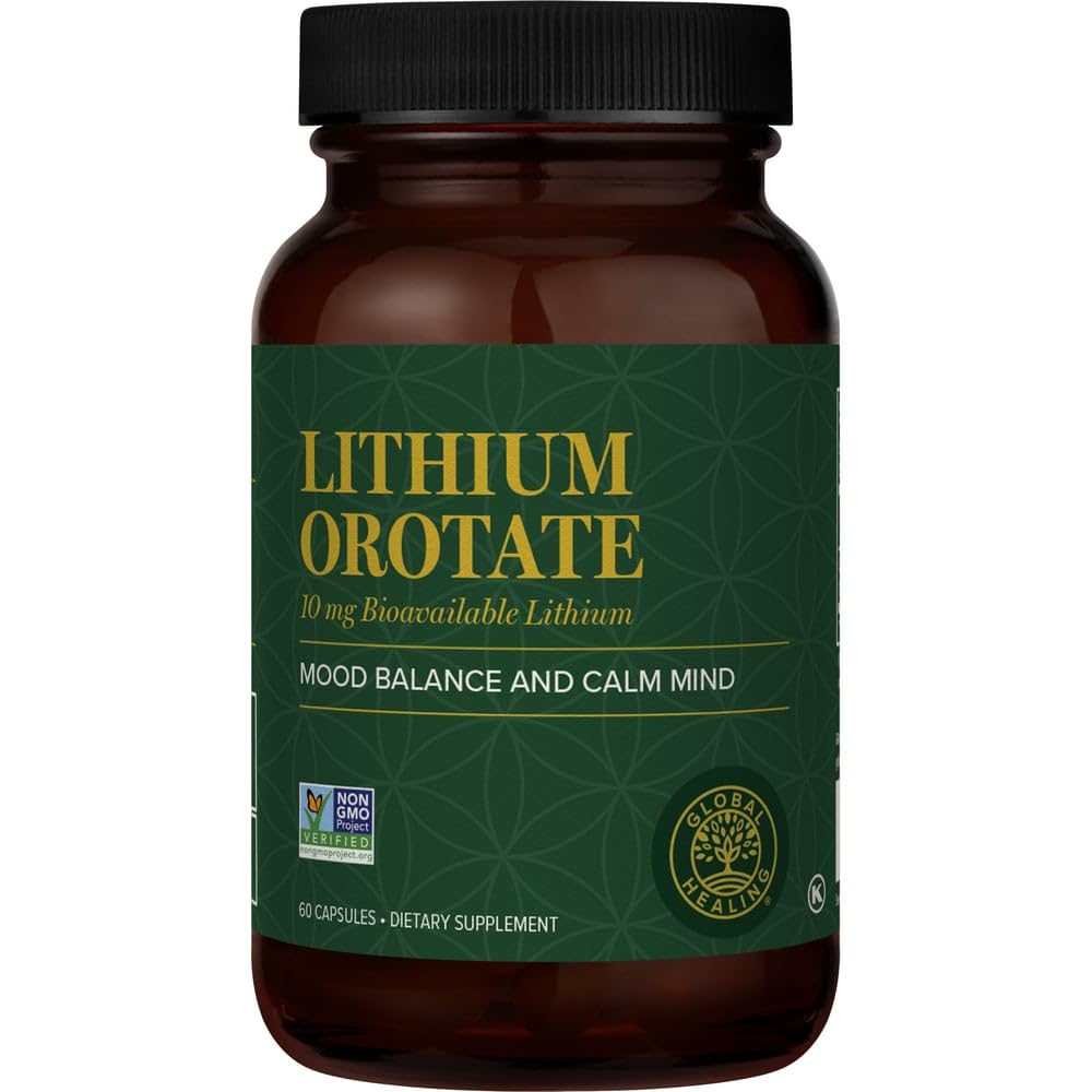 Global Healing Center Lithium Orotate 10mg 60 capsules front view