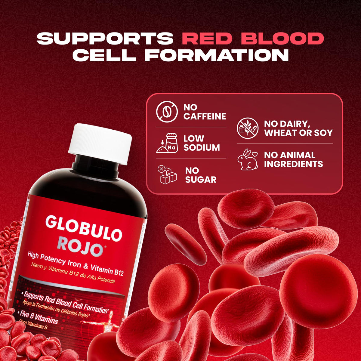 Globulo Rojo complément alimentaire en utilisation avec un verre de jus