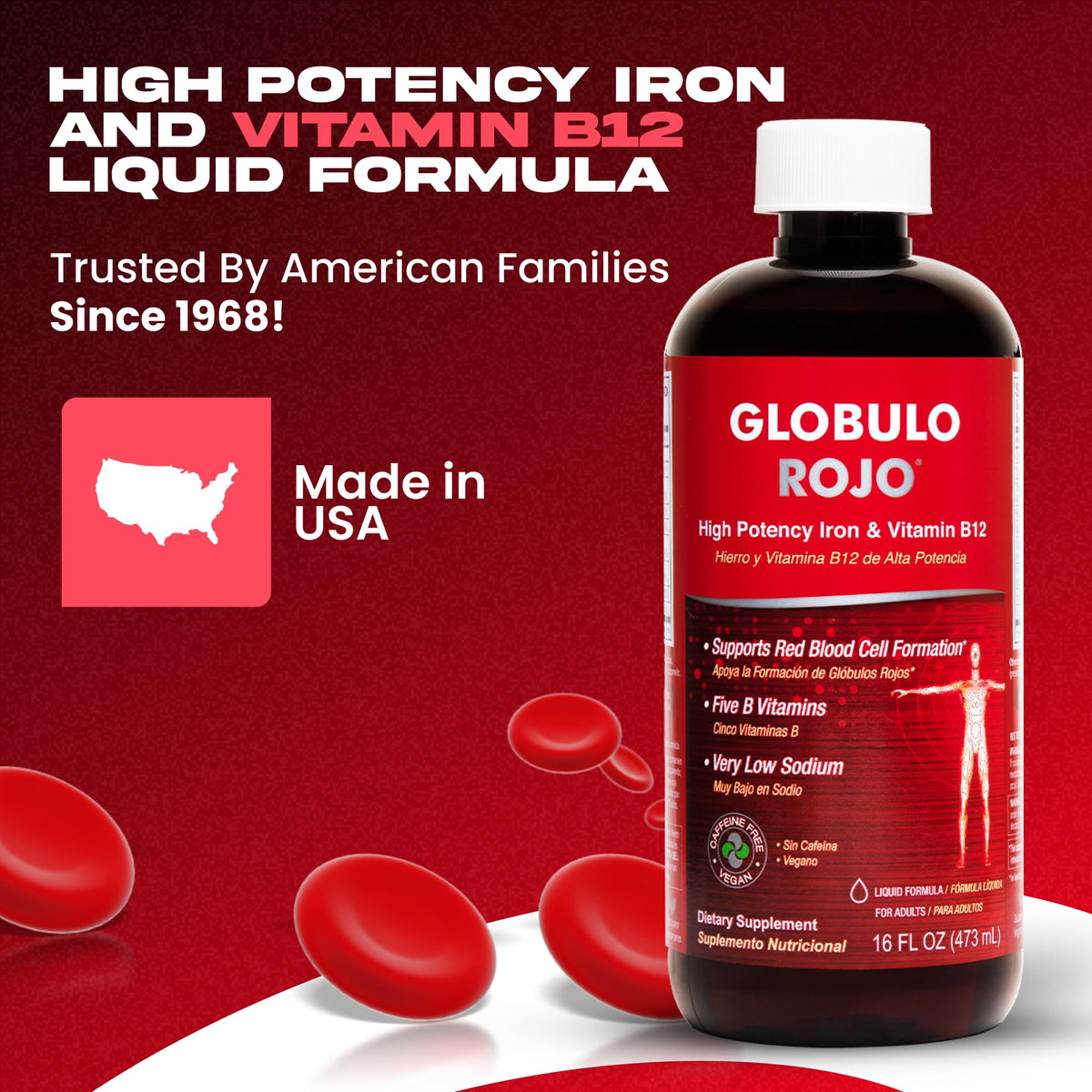 Globulo Rojo complément alimentaire liquide avec étiquette