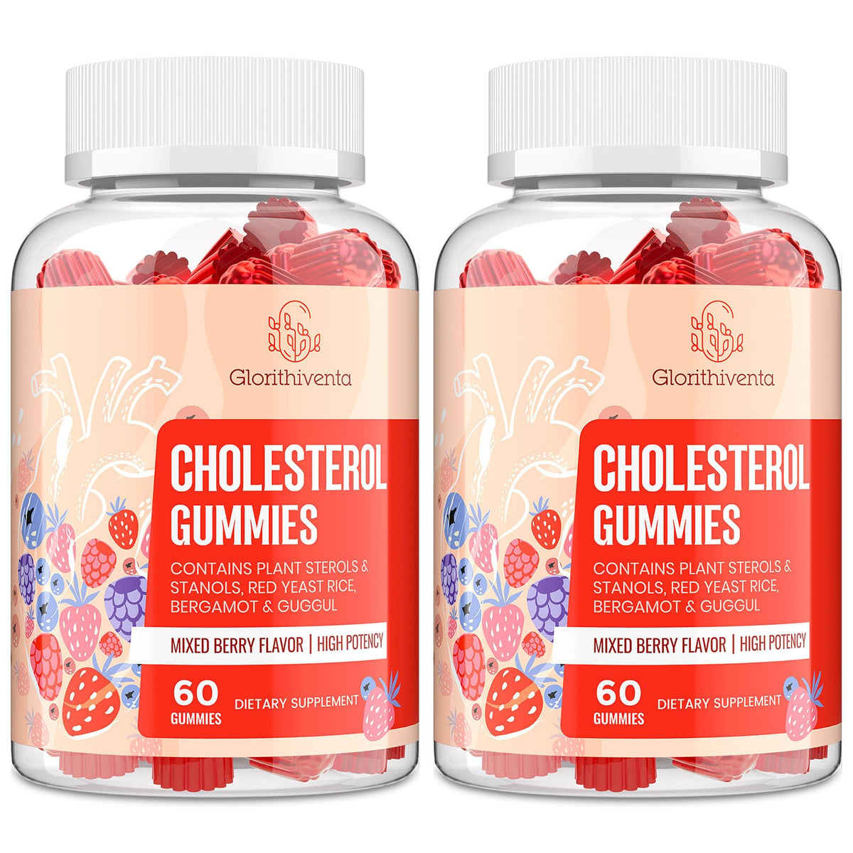 Glorithiventa gummies à la saveur de fruits rouges, vue de face