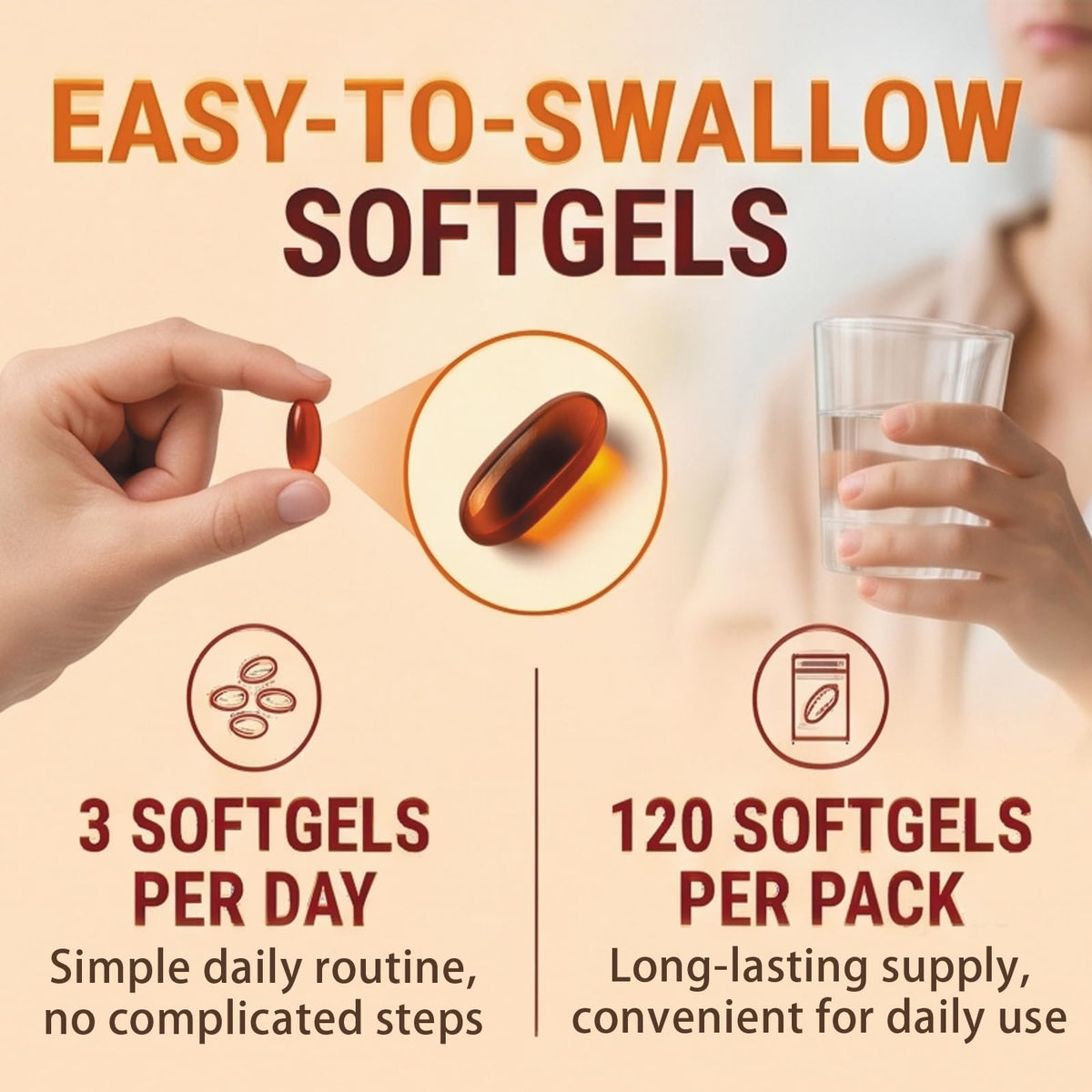 Glov Nutrition softgels huile de graine de citrouille, gélule en main pour démonstration