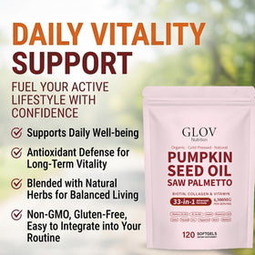 Glov Nutrition softgels huile de graine de citrouille, vue de côté du paquet
