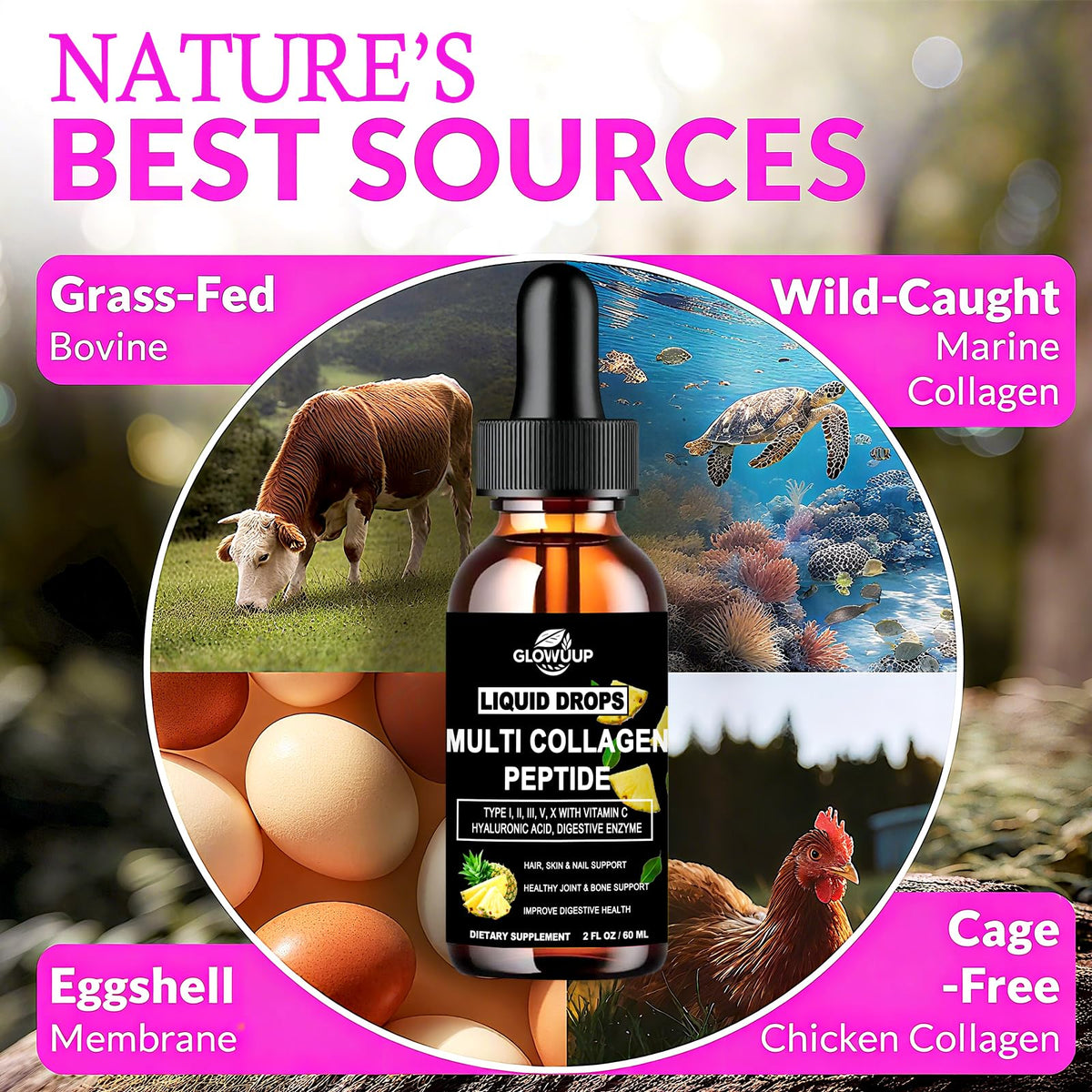GLOVVUUP collagène liquide 60ml avec fruits frais
