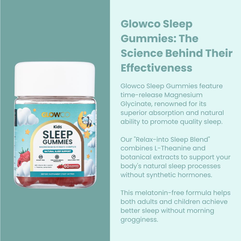 GLOWCO Gummies de Magnésium Glycinate pour Enfants 4+ - gummies sur une table