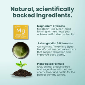 GLOWCO Gummies de Magnésium Glycinate pour Enfants 4+ - ingrédients sur l'emballage