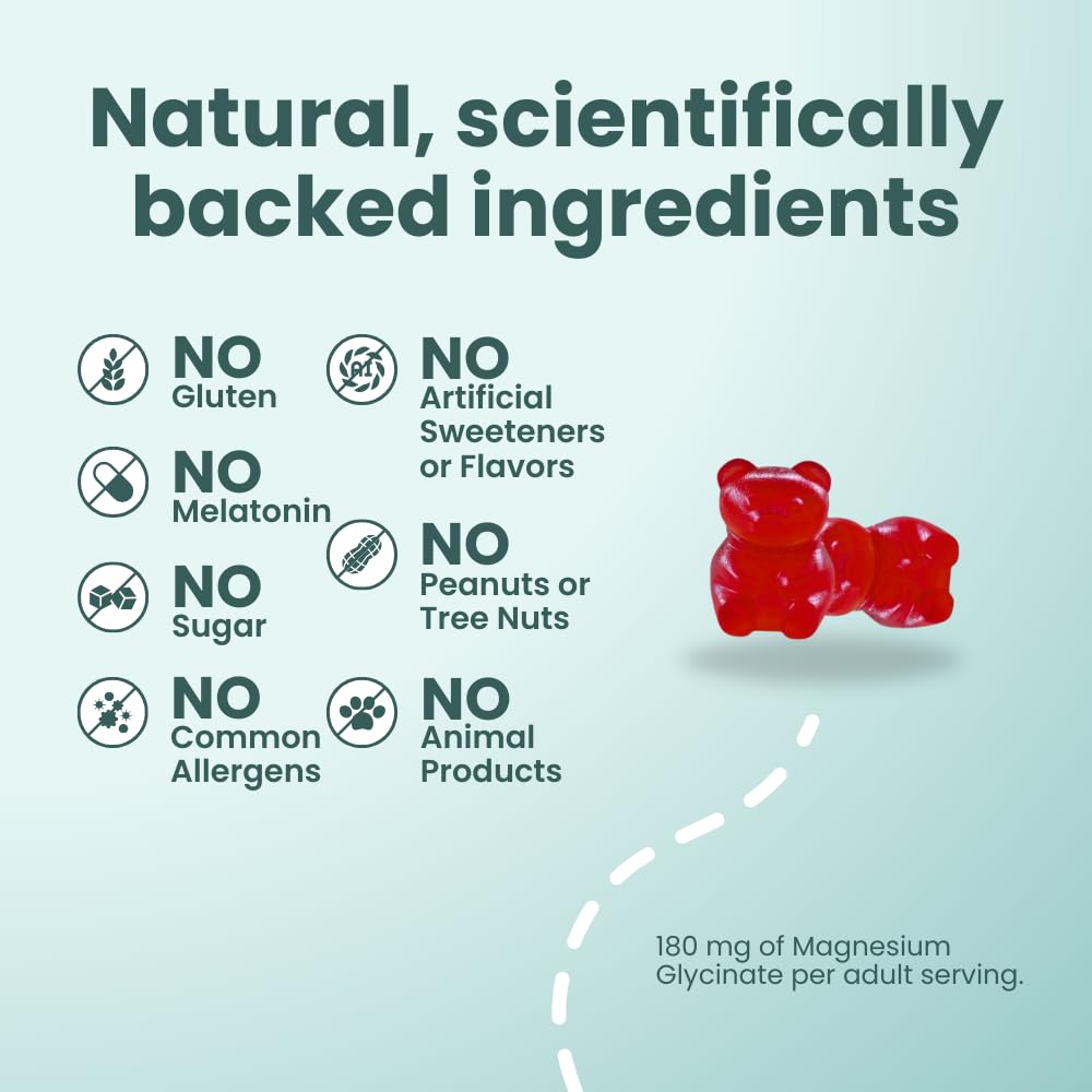 GLOWCO Gummy de Magnésium Glycinate pour Enfants 4+, gummies sur une table