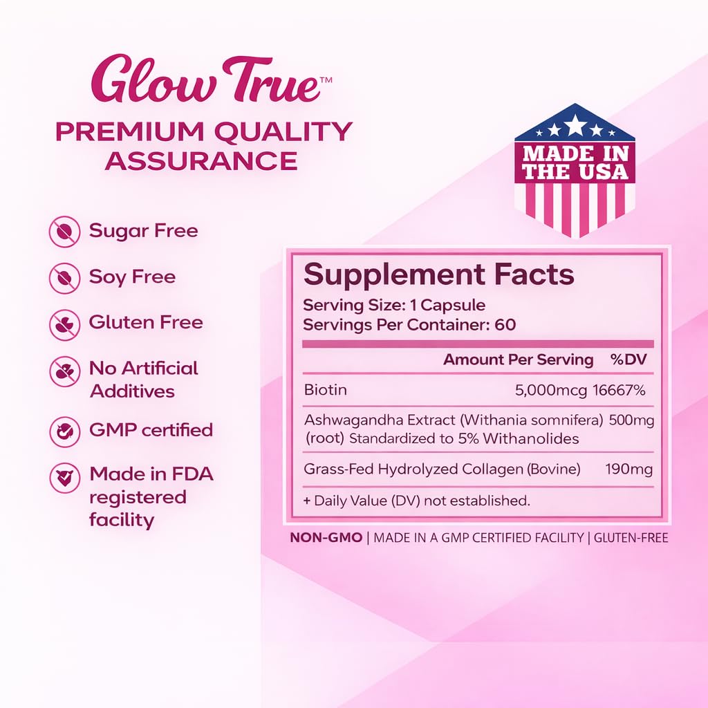 GlowTrue Ashwagandha pour Femmes 500mg vue de côté