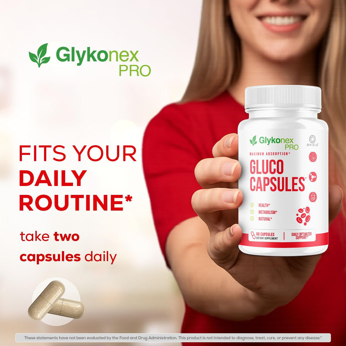 Gluco Capsules OVICIA avec ingrédients visibles