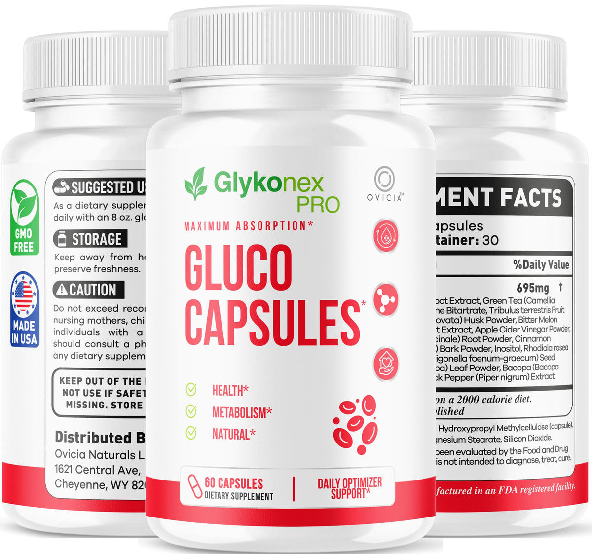 Gluco Capsules OVICIA sur table avec accessoires