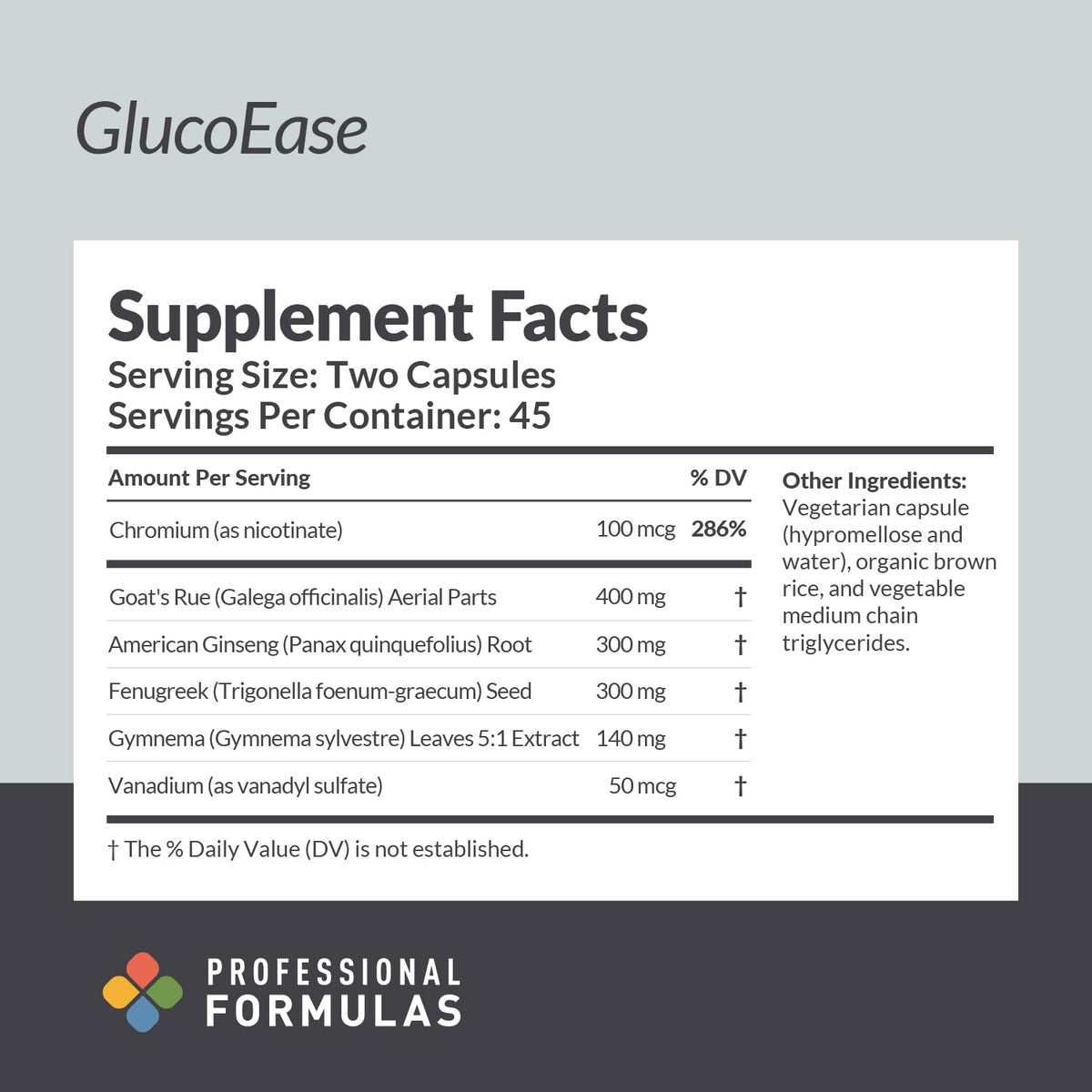 GlucoEase 90 Capsules côté avec détails de composition