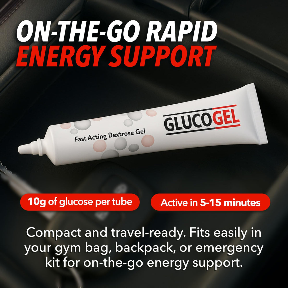 Glucogel Gel Glucose Rapide avec étiquette visible