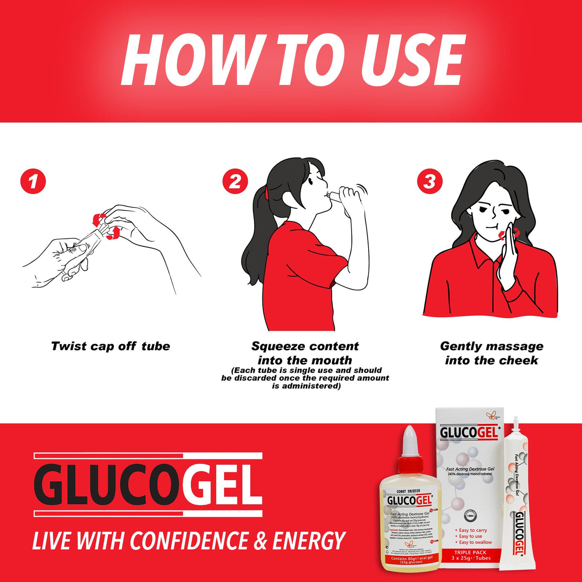 Glucogel Gel Glucose Rapide en situation d'utilisation