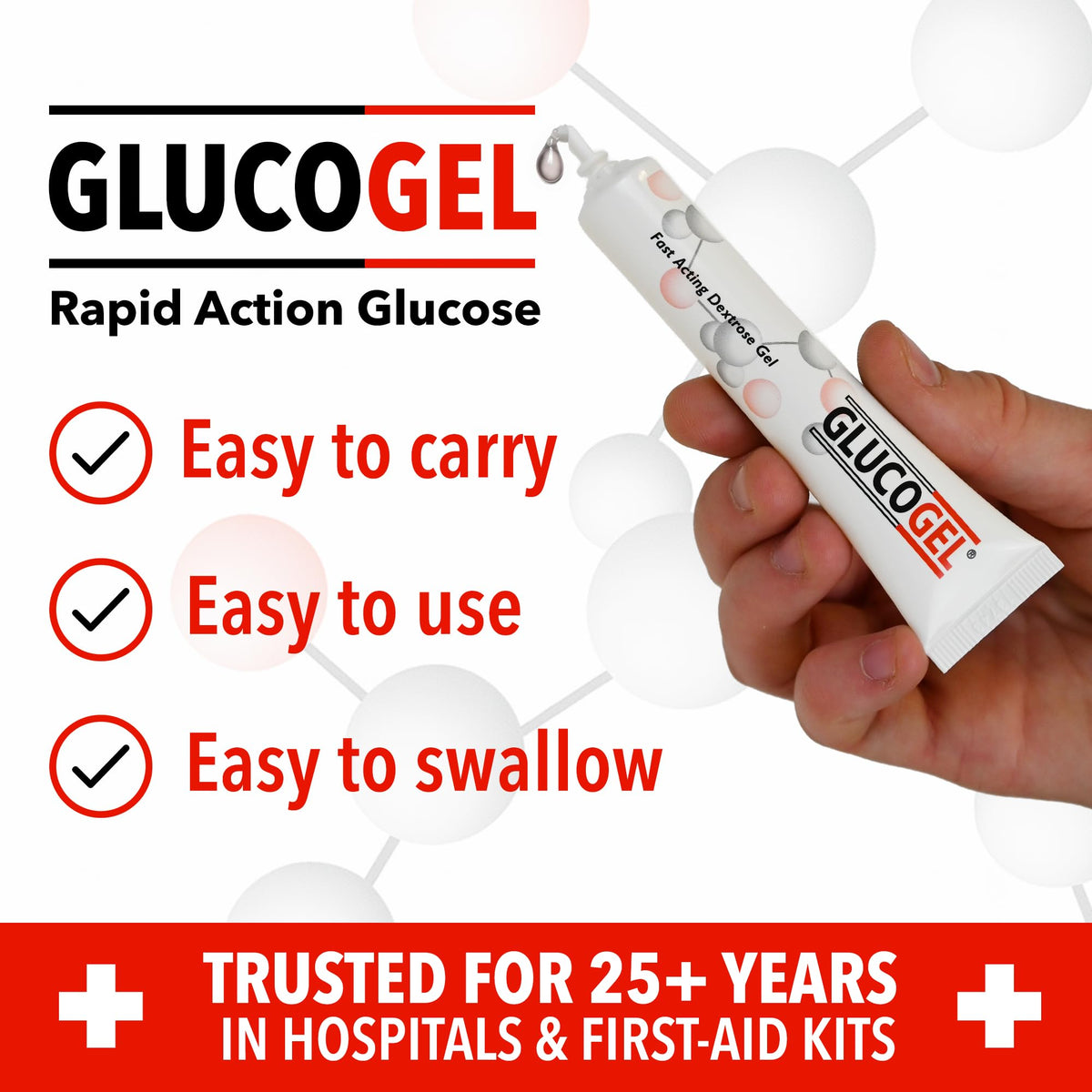 Glucogel Gel Glucose Rapide tube en vue de côté