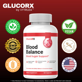 GlucoRX Capsules avec un arrière-plan de style de vie actif