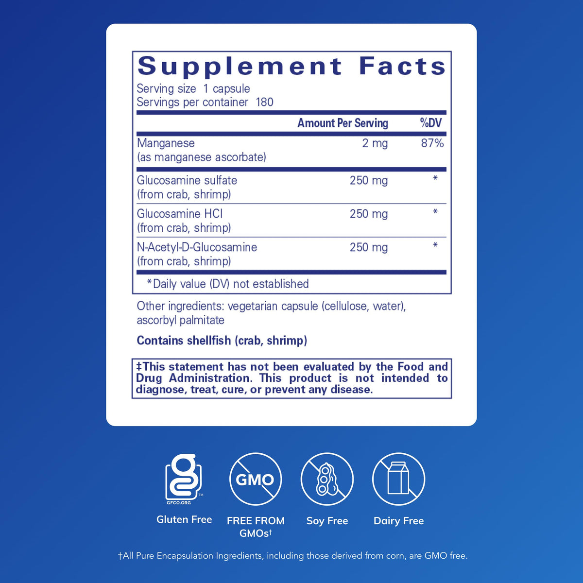 Glucosamine Complex Pure Encapsulations 180 gélules côté