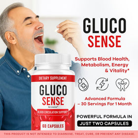 GlucoSense 695 mg, capsules en gros plan
