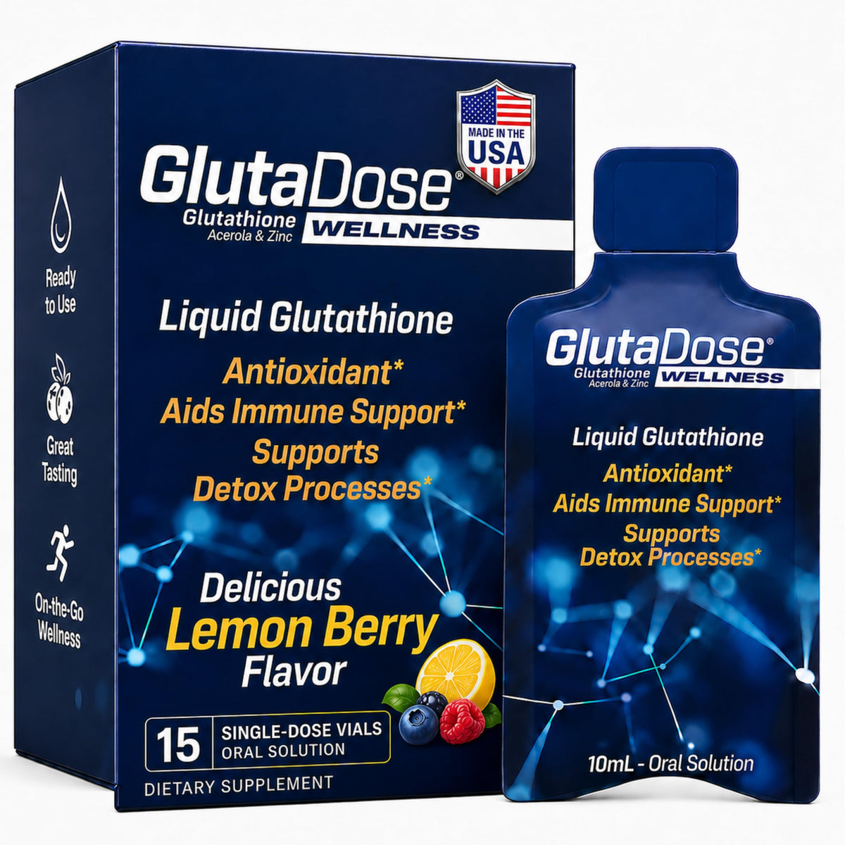 GlutaDose Glutathion Liquide 15 Vials présentation avant