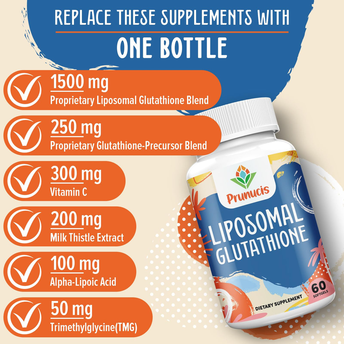 Glutathion Liposomal Prunucis avec arrière-plan naturel