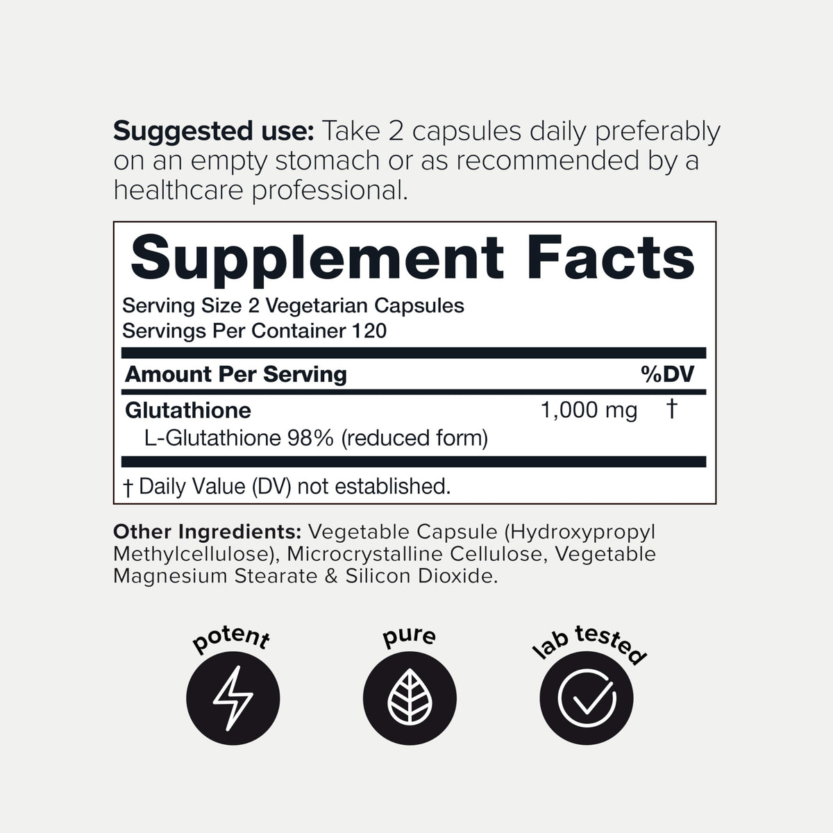 Glutathione Toniiq présenté avec d'autres compléments alimentaires