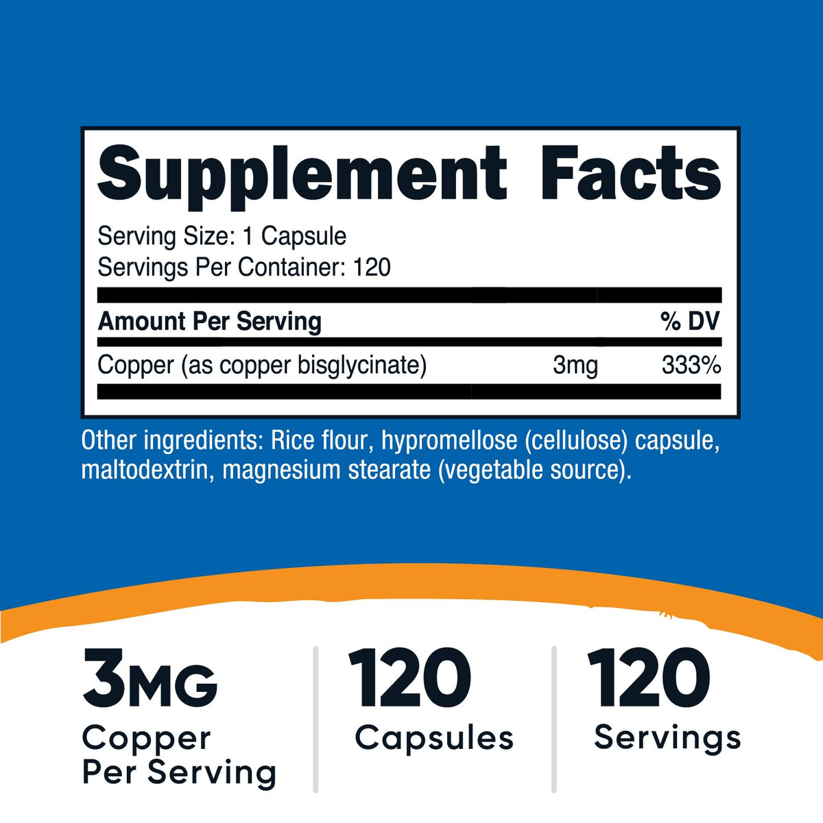Glycinate de cuivre Nutricost, capsules ouvertes montrant le contenu