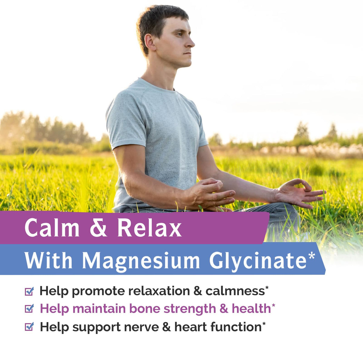 Glycinate de Magnésium 400mg Innate Vitality, capsules sur une surface blanche