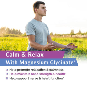 Glycinate de Magnésium 400mg Innate Vitality, capsules sur une surface blanche