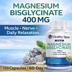 Glycinate de Magnésium 400mg Vitality Span, vue de côté