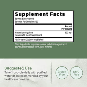 Glycinate de Magnésium 500mg Earth Harmony Naturals avec complément alimentaire