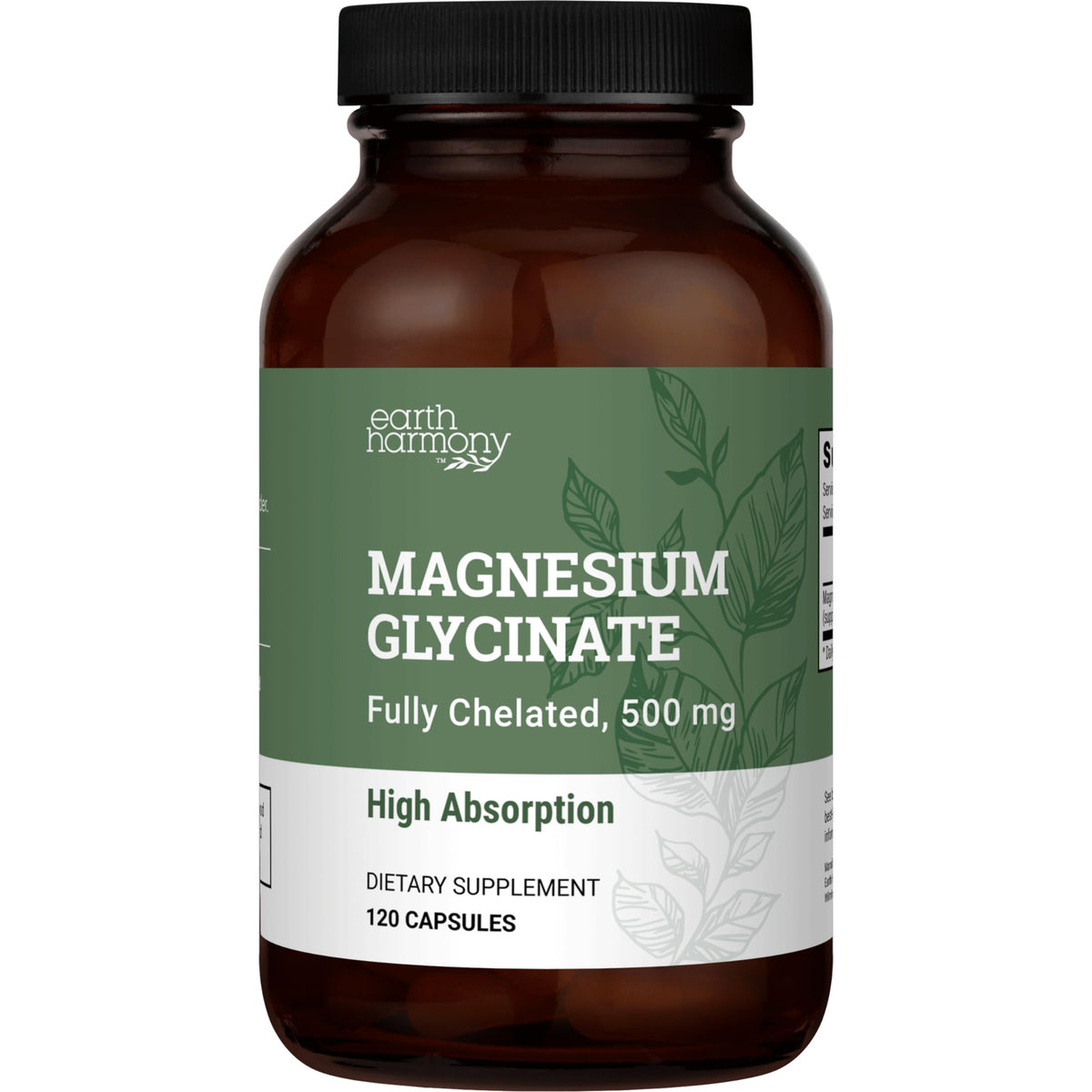 Glycinate de Magnésium 500mg Earth Harmony Naturals vue de face