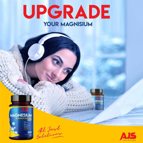 Glycinate de magnésium AJS Nutrition sur une surface en bois