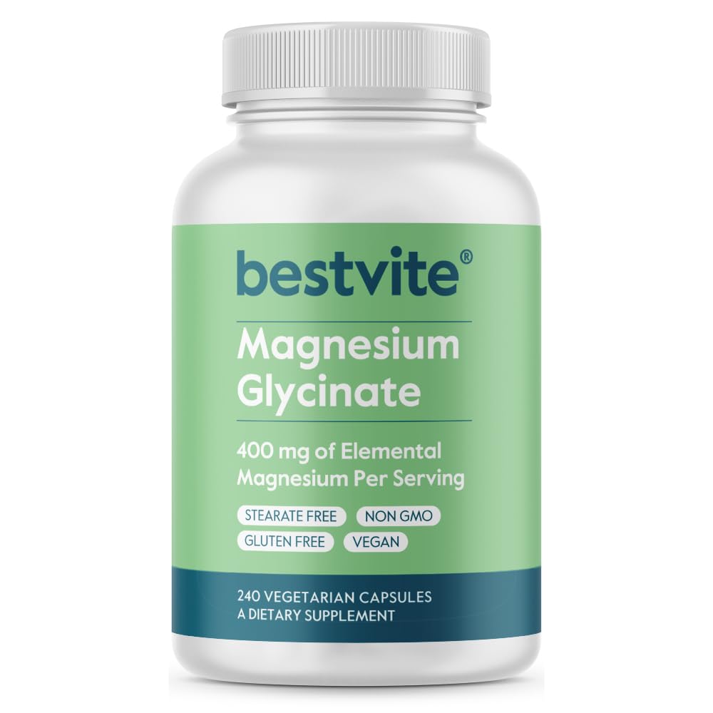 Glycinate de Magnésium BESTVITE 400 mg vue avant avec étiquette
