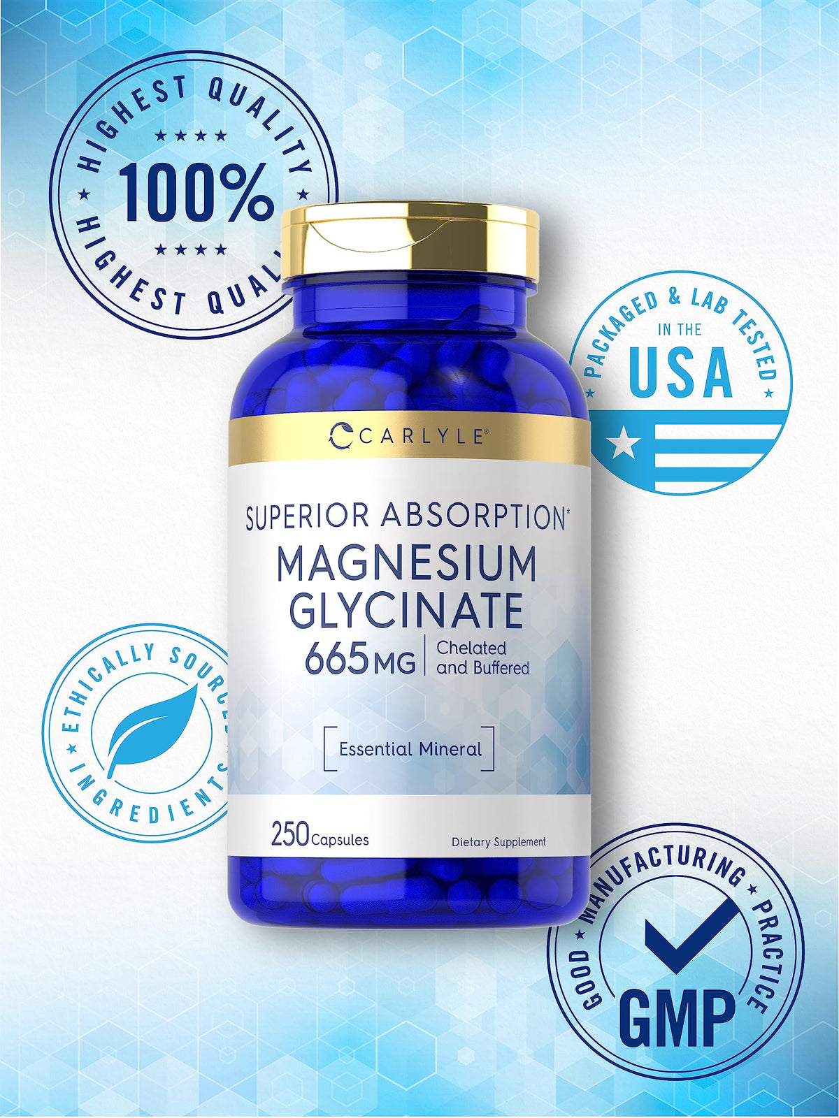 Glycinate de Magnésium Carlyle 665 mg capsules ouvertes