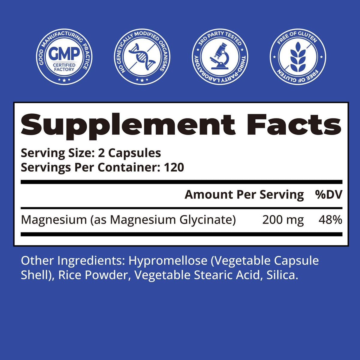 Glycinate de Magnésium HojaSana 240 capsules en gros plan