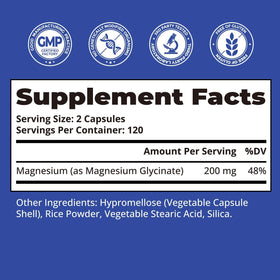 Glycinate de Magnésium HojaSana 240 capsules en gros plan