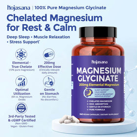 Glycinate de Magnésium HojaSana capsules sur une table