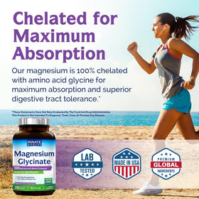 Glycinate de Magnésium Innate Vitality 500mg capsules ouvertes sur table