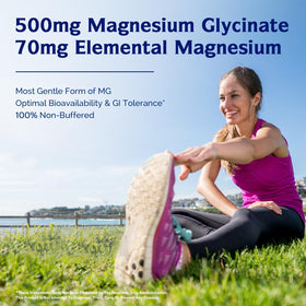 Glycinate de magnésium Innate Vitality 500mg gélules sur fond blanc