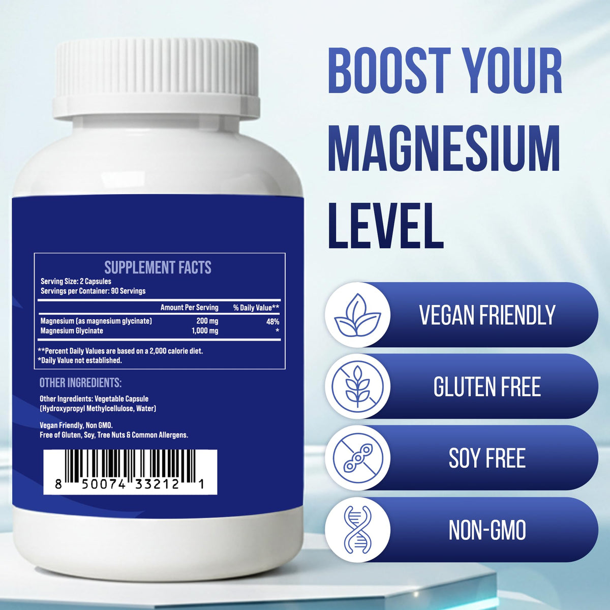 Glycinate de magnésium MERRY VITA capsules sur une table