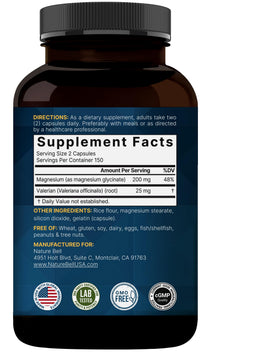 Glycinate de magnésium pur NatureBell, vue rapprochée des capsules