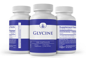 Glycine PURE ORIGINAL INGREDIENTS capsules sur un fond neutre