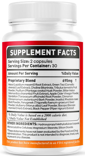 Glyco Guard Capsules, étiquette montrant les ingrédients