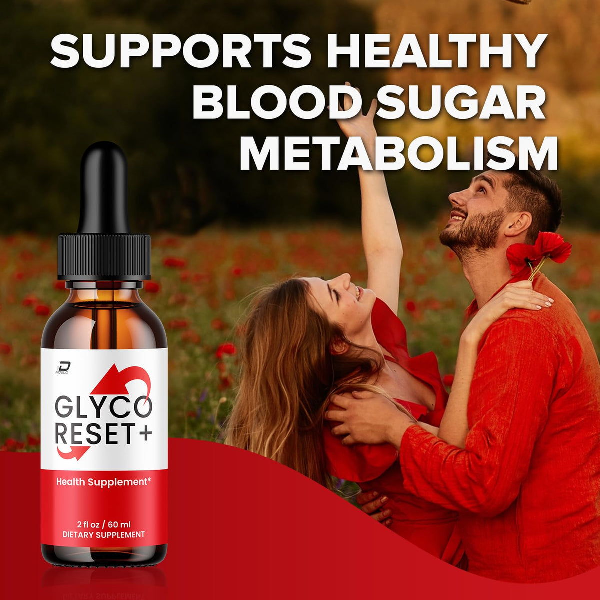 Glyco Reset Advanced Formula d'Indelo avec ingrédients naturels en arrière-plan