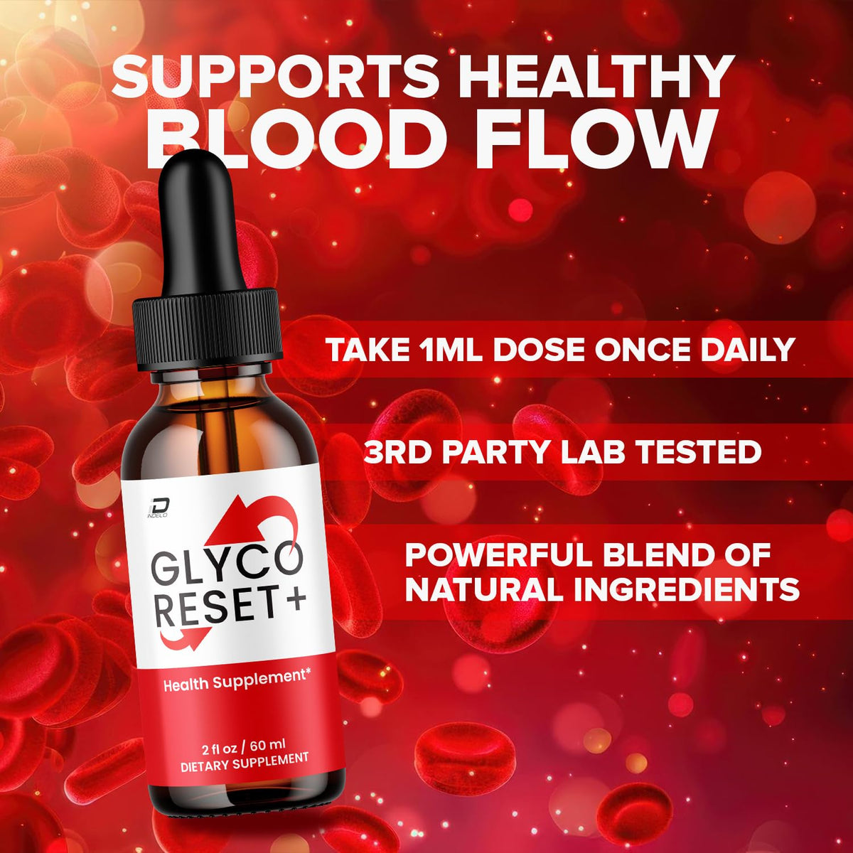 Glyco Reset Indelo avec plusieurs flacons en arrière-plan