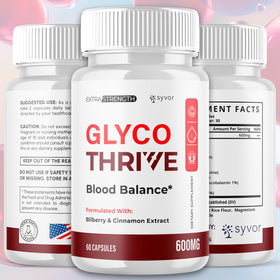 Glyco Thrive Capsules avec étiquette révélant les ingrédients naturels
