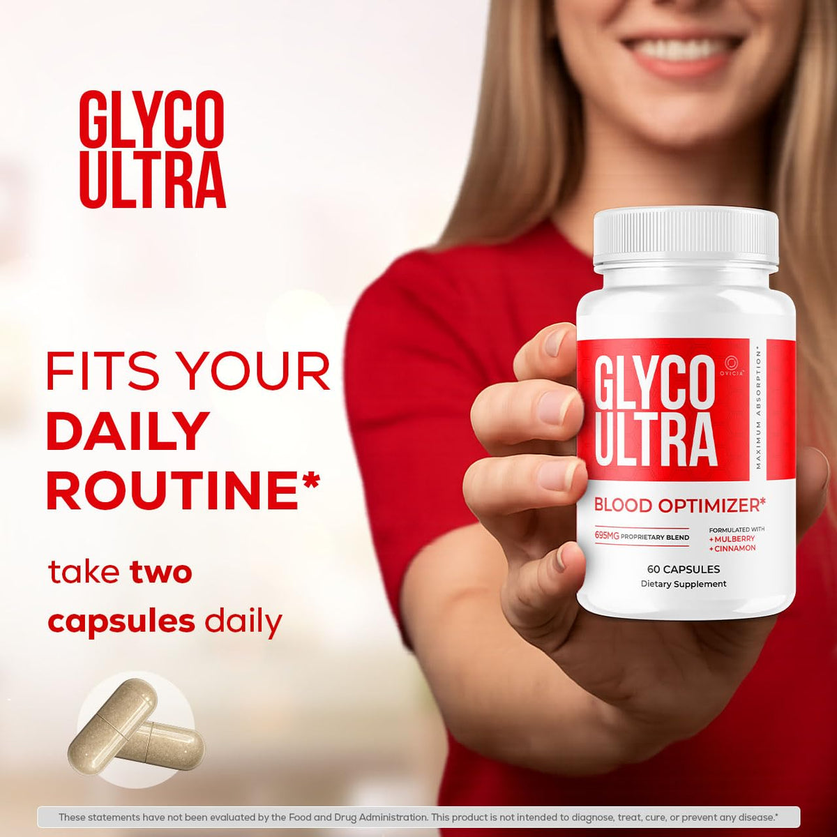 Glyco Ultra Capsules OVICIA avec un verre d'eau