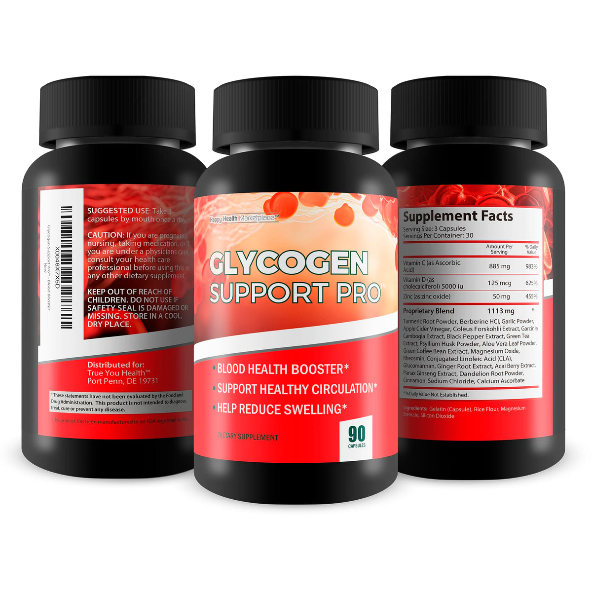 Glycogen Support Pro gélules dans un verre d'eau